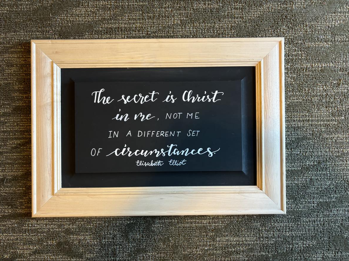 The secret is Christ in me, framed sign