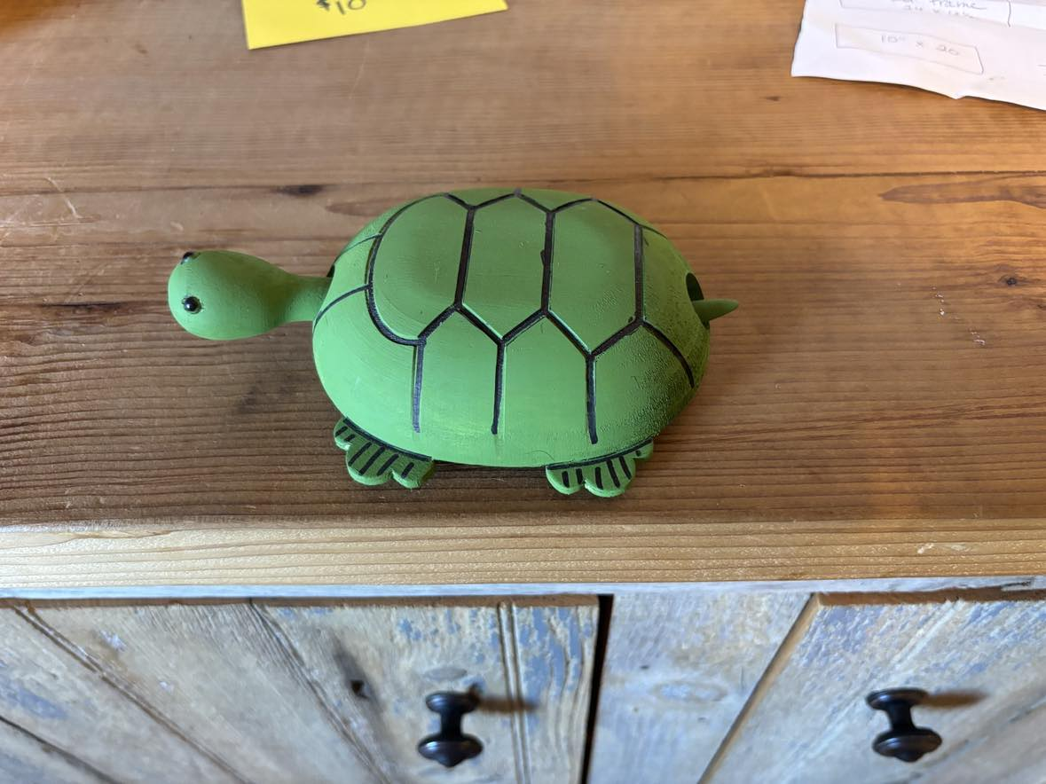 Hand-painted green turtle figurine