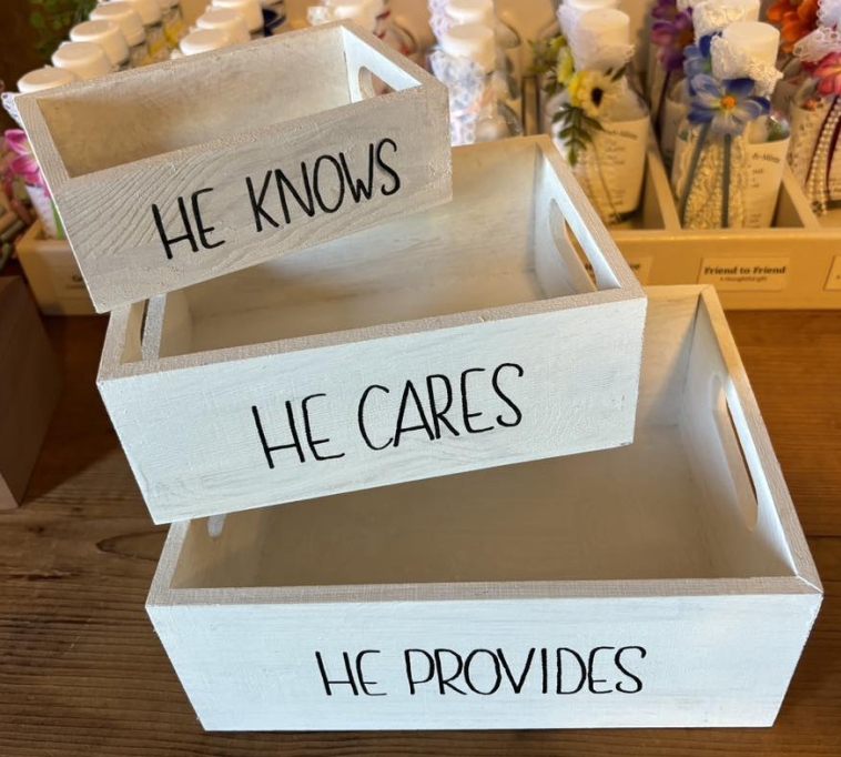 He Knows He Cares He Provides boxes