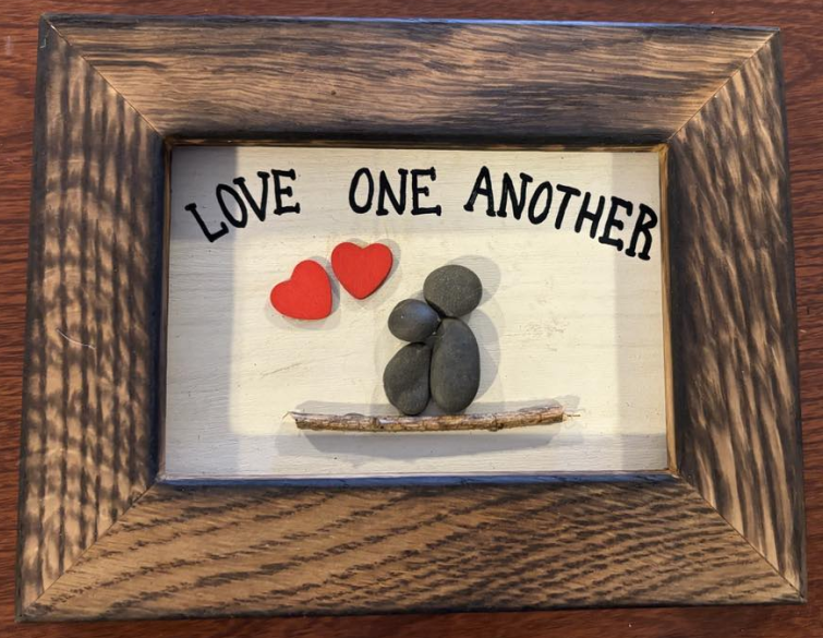 Love One Another pebble art
